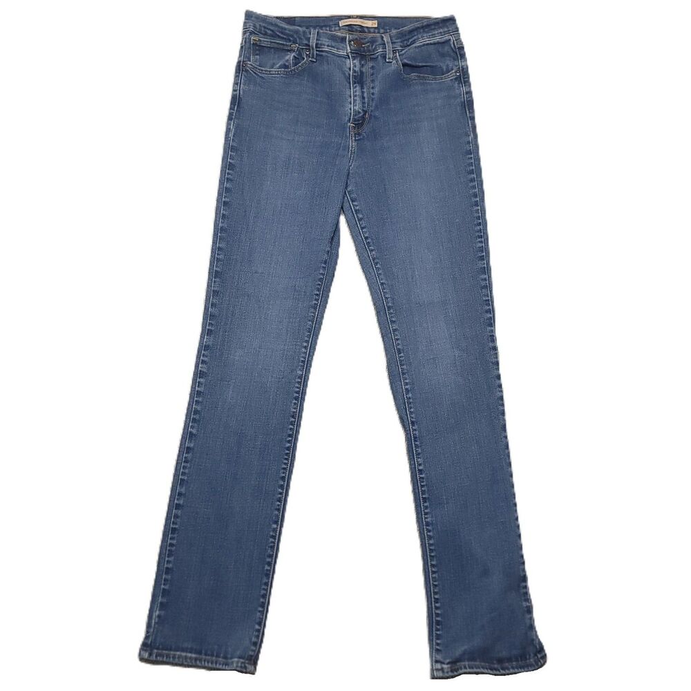 Levis 724 High Rise Straight Jeans Size 29 Stretch Blue Denim Pants